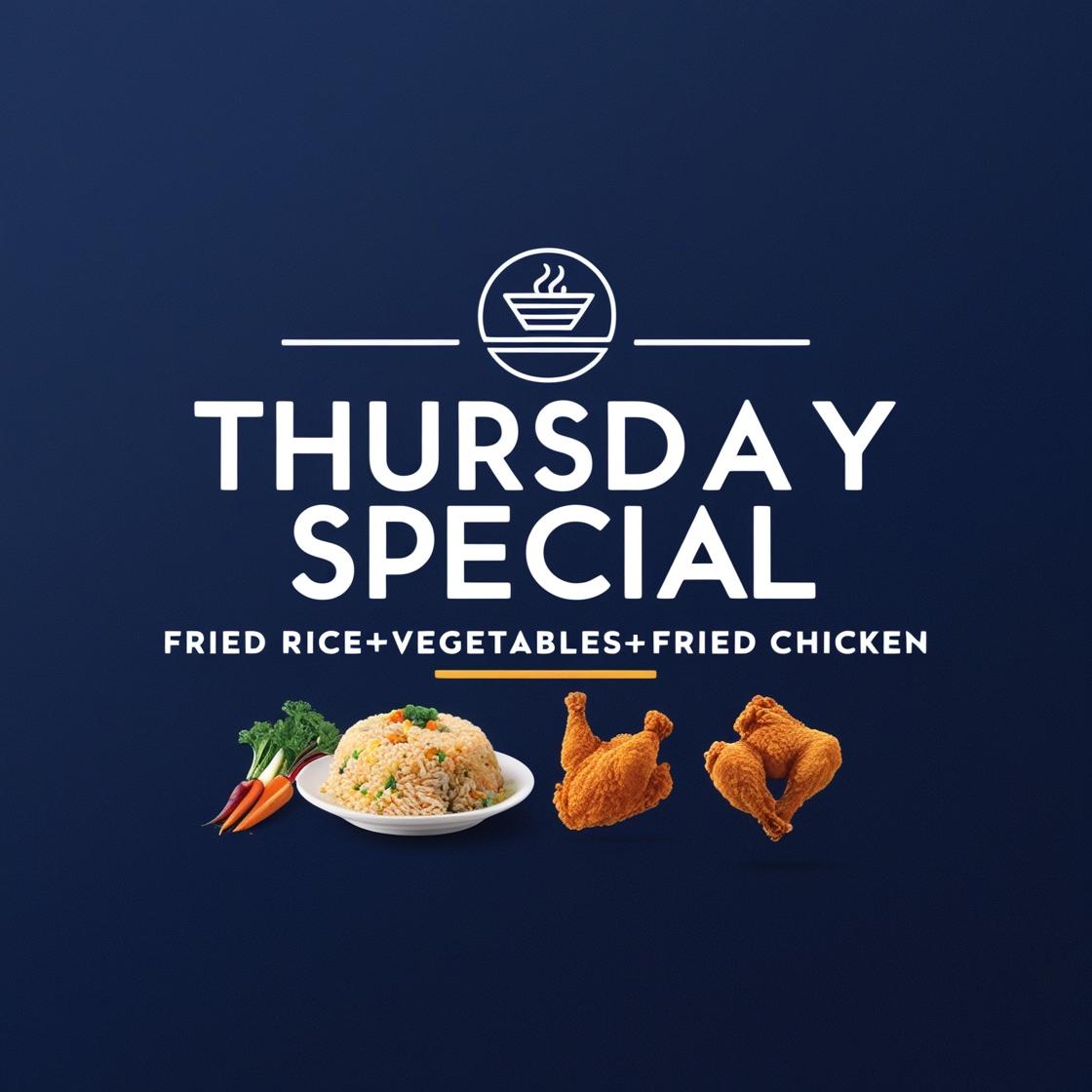 Maharaja Thursday Special Fried Rice+Vegetables+Fried Chicken $13.99