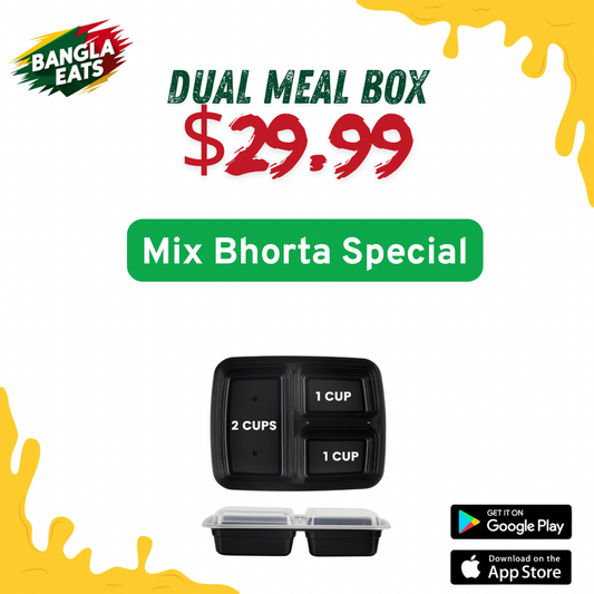 Dual Plain Rice+Loitta Shutki Bhorta+Aloo Bhorta+Begun Bhorta+Plain Dal