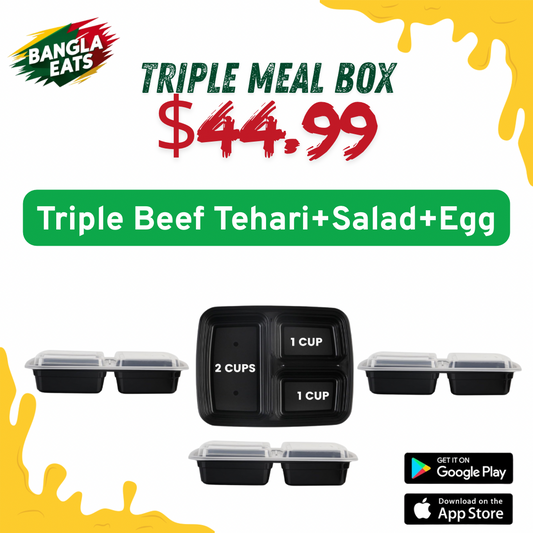 Triple-3 Beef Tehari+Salad+3 Egg Bhuna