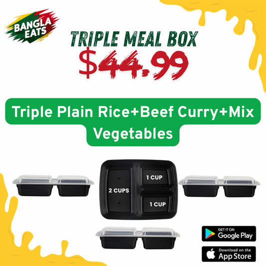 Triple-3 Plain Rice+3 Beef Curry+3 Mix Vegetables