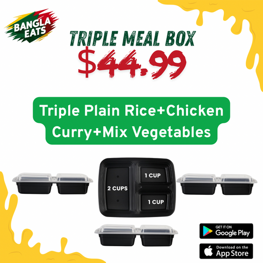 Triple-3 Plain Rice+3 Chicken Curry+3 Mix Vegetables