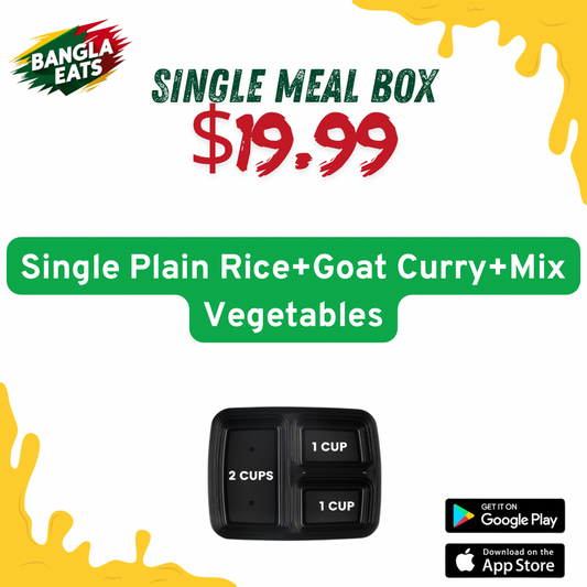 Single Plain Rice+Goat Curry+Mix Vegetables