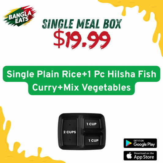 Single Plain Rice+1 Pc Hilsha Fish Curry+Mix Vegetables