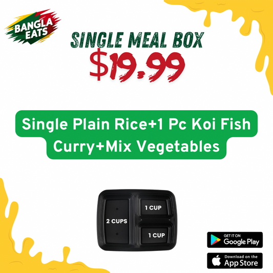 Single Plain Rice+1 Pc Koi Fish Curry+Mix Vegetables